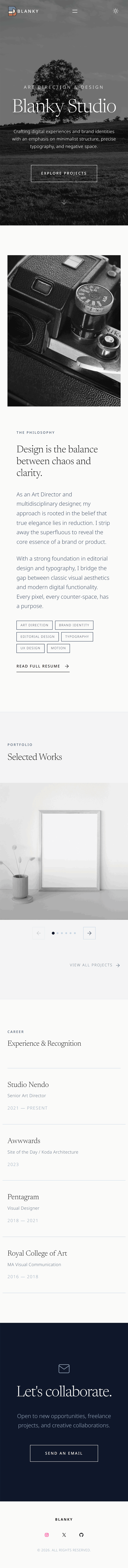 Blanky Studio mobile view