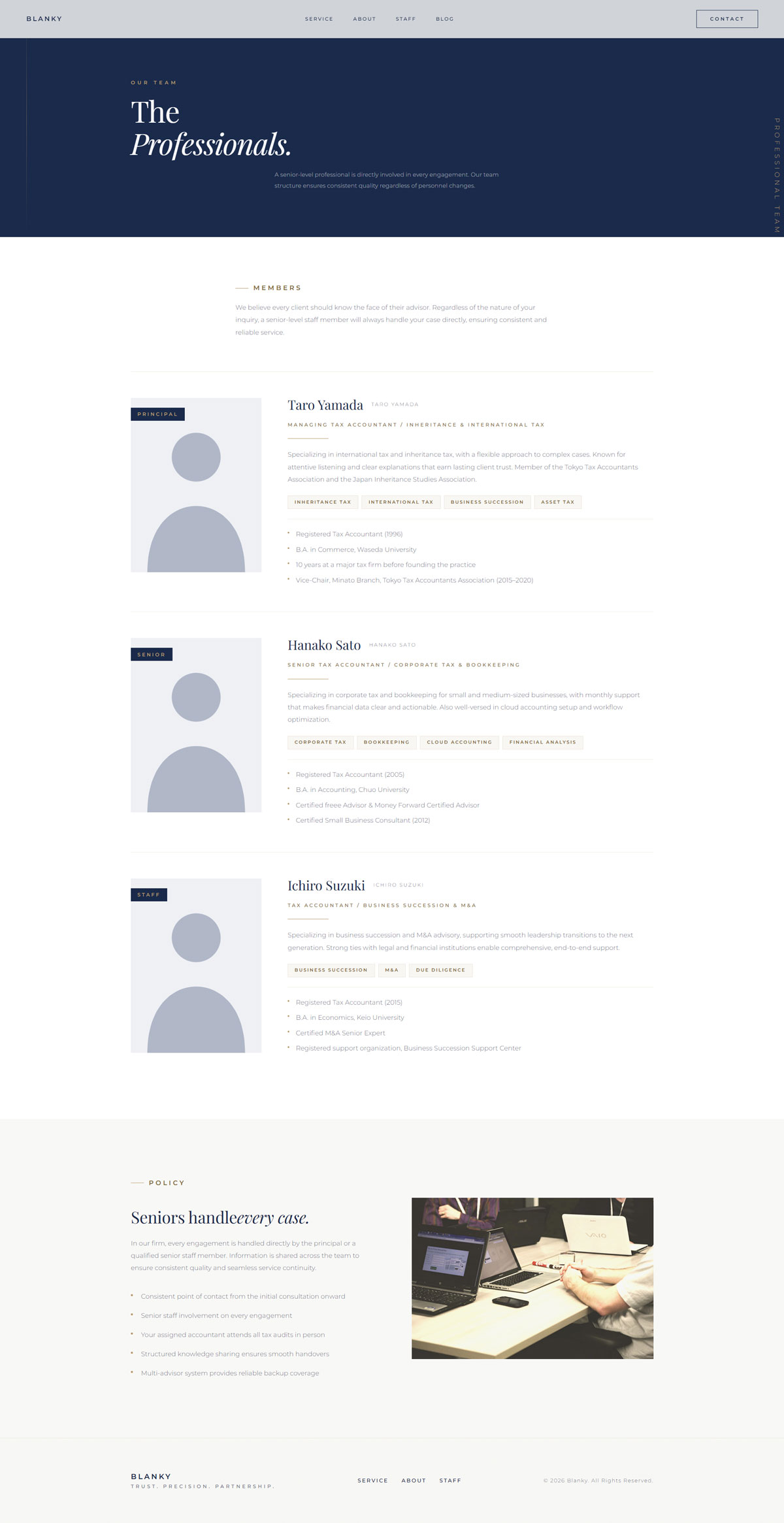 Staff Page template preview