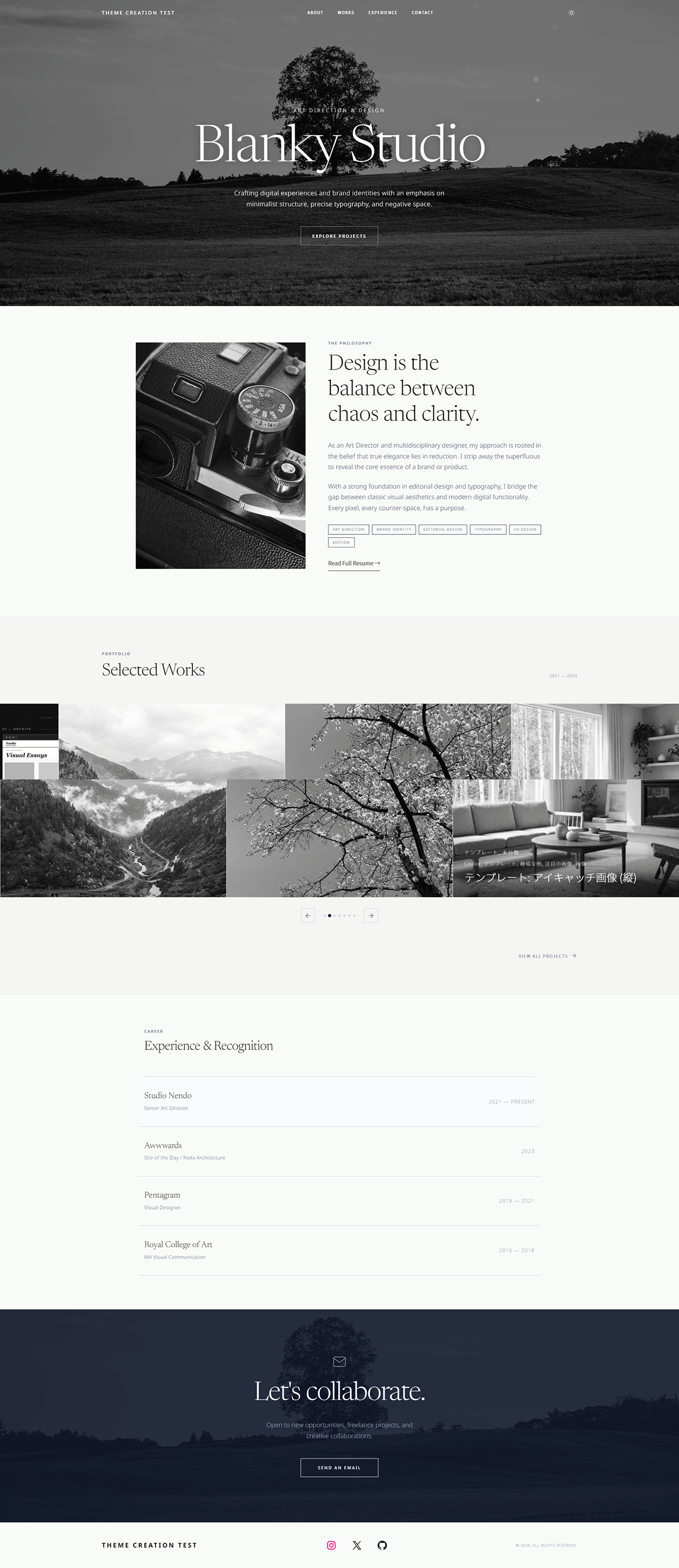 Blanky Studio top page on desktop